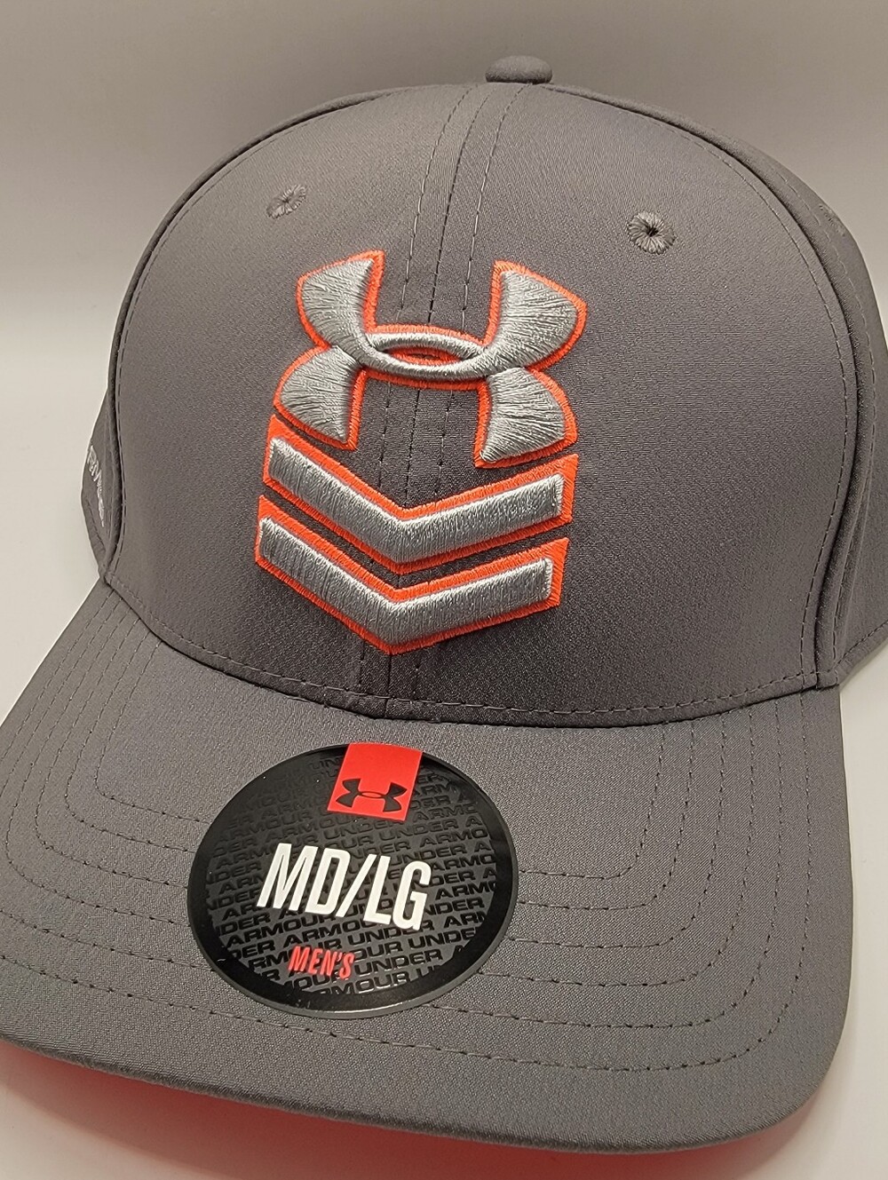 Under Armour Men's Gray and Orange Logo Cap